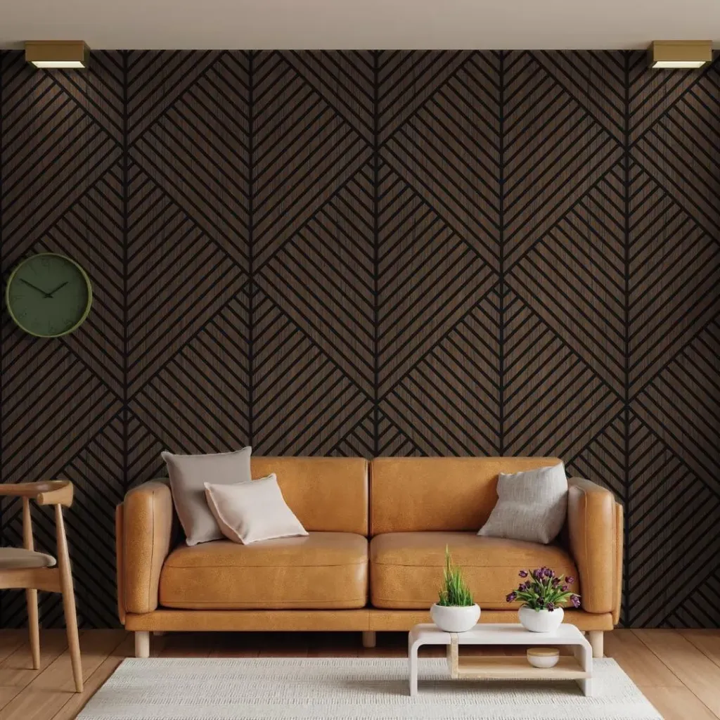 Dark Oak 3D Chevron Acoustic Wood Slat Wall Panels – A & B Set