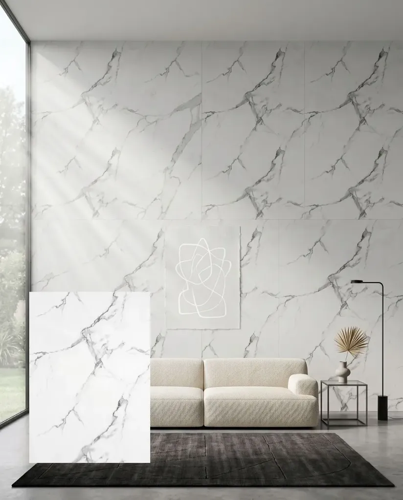 UV Marble Sheets, 3 mm Thickness, 1 Sheet, 4 x 8 ft colour Calacatta Silver 1009