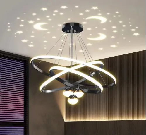 Ceiling Pendant Adjustable Indoor High-Brightness Lighting Compatible with Living Room Dining Room,Led Ceiling Pendant Lamp (Black)