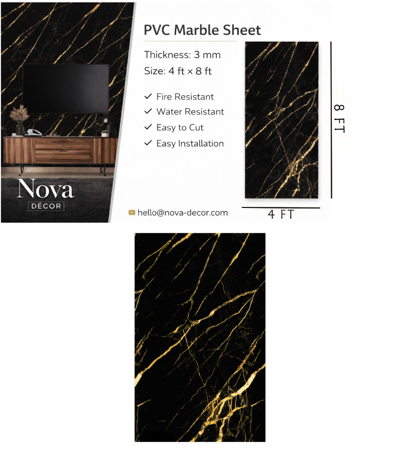 UV Marble Sheets, 3 mm Thickness, 1 Sheet, 4 x 8 ft