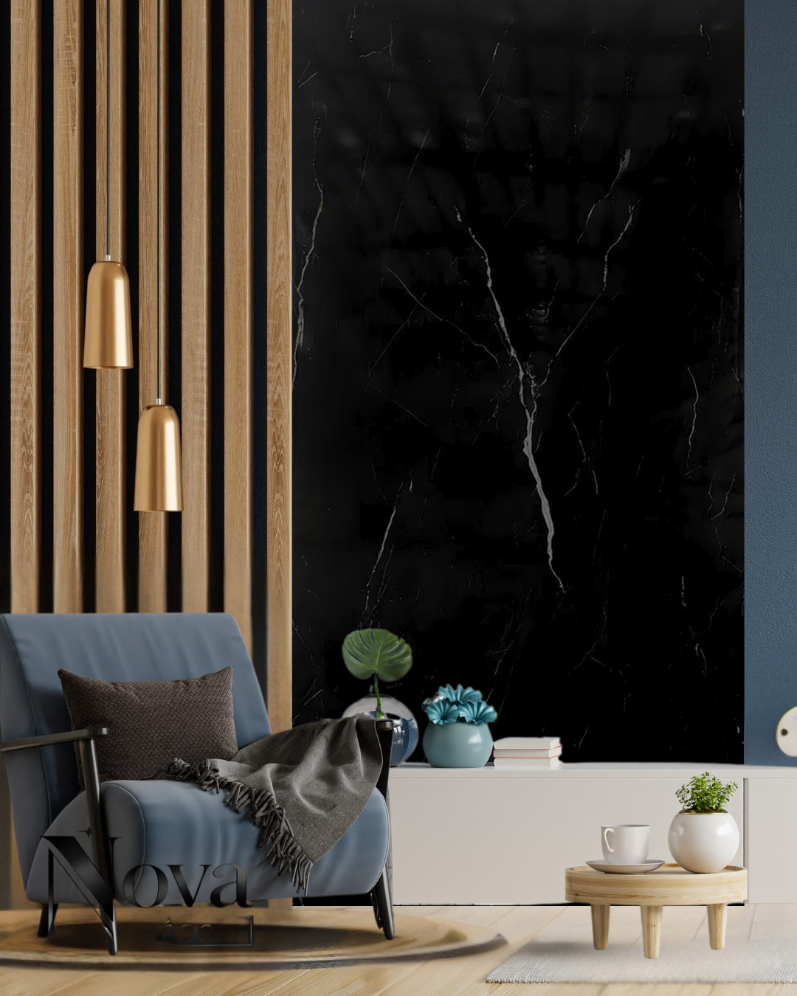 UV Marble Sheets, 3 mm Thickness, 1 Sheet, 4 x 8 ft (Black)