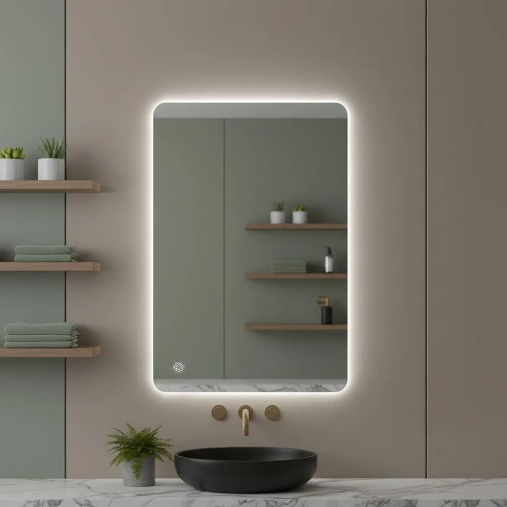 Frameless LED mirror