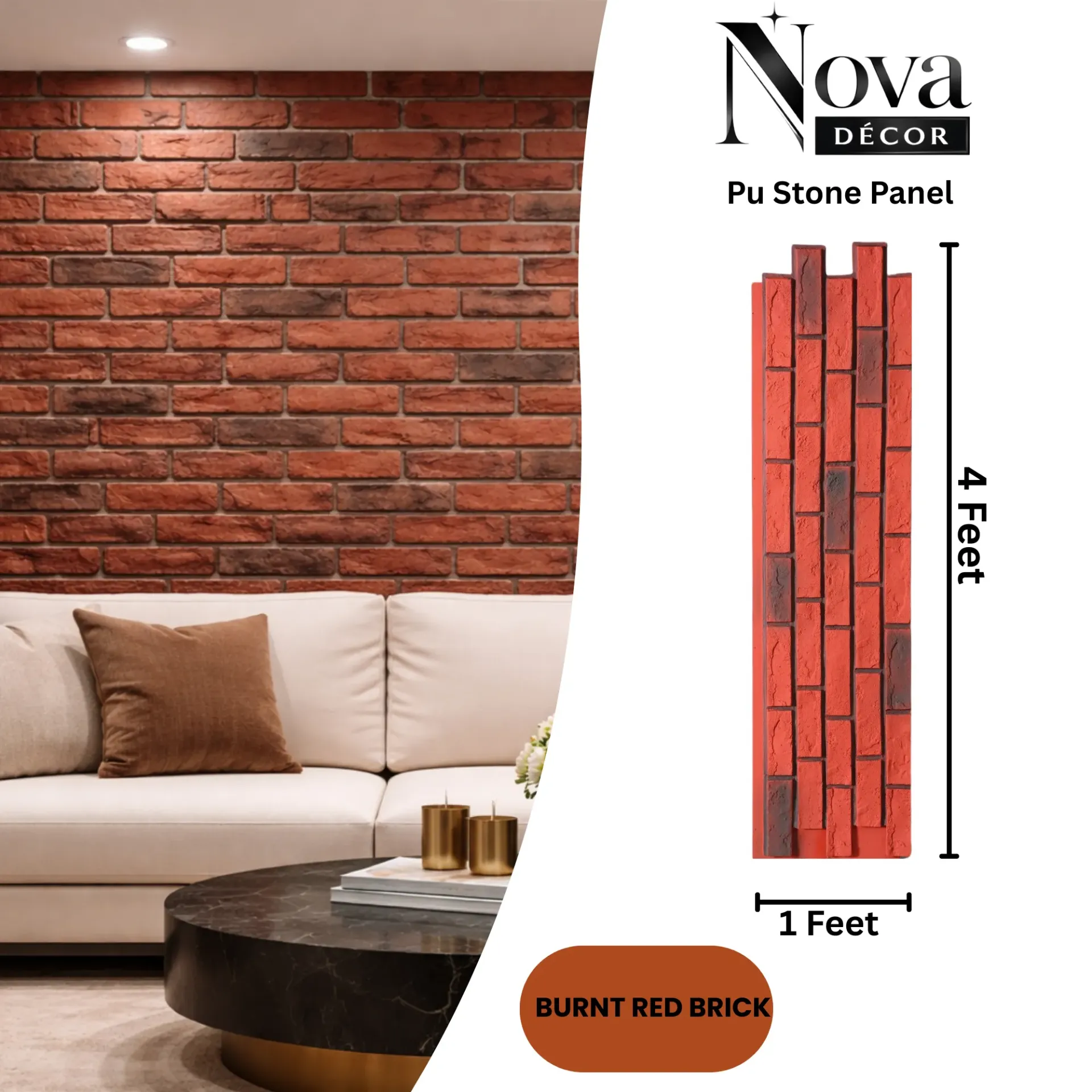 PU Faux Stone, 1 X 4 Feet, 7 Boards Per Box